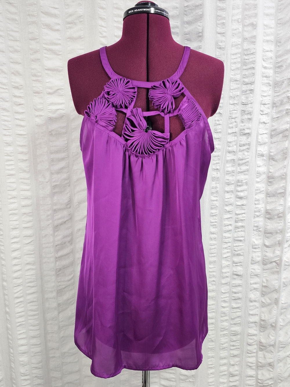 Violet & Claire Purple Floral Babydoll Halter Camisole Top Blouse Large